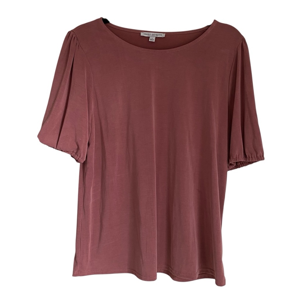Green Envelope Mauve Short Sleeve Blouse - L